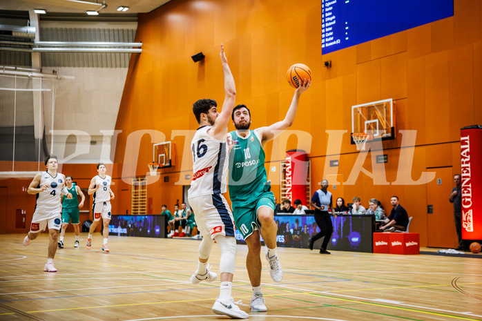 Basketball, Basketball Zweite Liga 2024/25, Grunddurchgang 14.Runde, Vienna Timberwolves, KOS Celovec, Maximilian Seher (16), Veljko Dena (10)