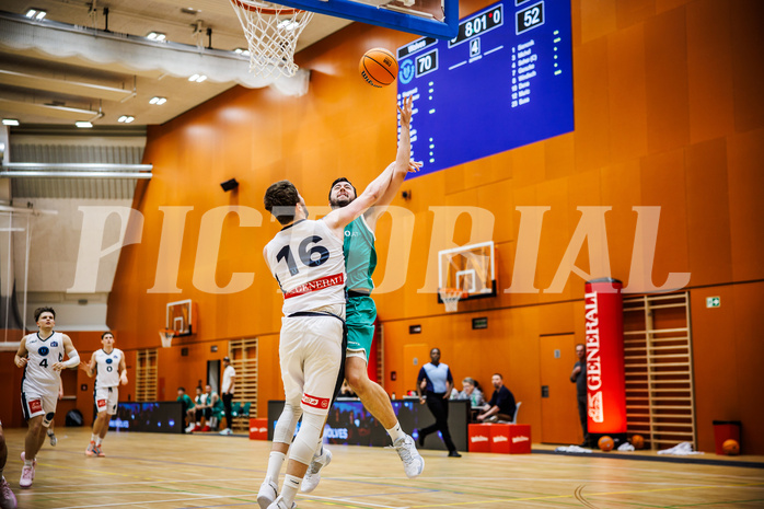 Basketball, Basketball Zweite Liga 2024/25, Grunddurchgang 14.Runde, Vienna Timberwolves, KOS Celovec, Maximilian Seher (16), Veljko Dena (10)