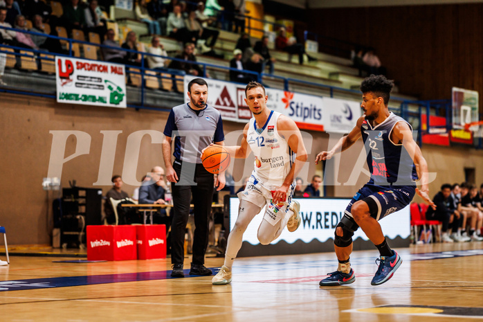 Basketball, win2day Basketball Superliga 2024/25, Grunddurchgang Runde 19, Oberwart Gunners, BBC Nord Dragonz, Jonathan Knessl (12)