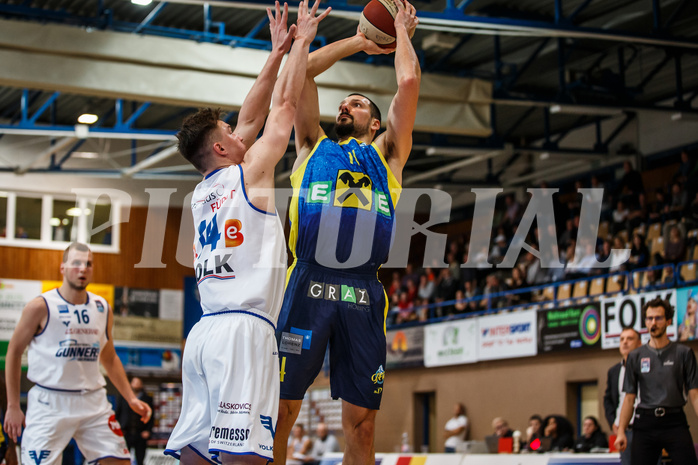 Basketball, Admiral Basketball Superliga 2019/20, Grunddurchgang 18.Runde, UNGER STEEL Gunners Oberwart, UBSC Graz, Matija Poscic (14)