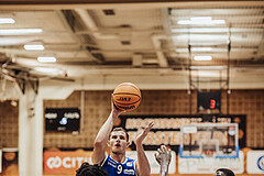 Basketball, Basketball Superliga 2023/24, Grundduchgang 2.Runde, Fürstenfeld Panthers, Oberwart Gunners, Dylan Causwell (8), Edi Patekar (9), Kevin Hunt (4)