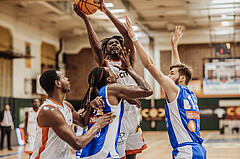 Basketball, Basketball Superliga 2023/24, Grundduchgang 2.Runde, Fürstenfeld Panthers, Oberwart Gunners, Dylan Causwell (8), James Graham (11), Daniel Köppel (14)