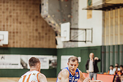 Basketball, Basketball Superliga 2023/24, Grundduchgang 2.Runde, Fürstenfeld Panthers, Oberwart Gunners, Nikica Nikolic (11), Edi Patekar (9)