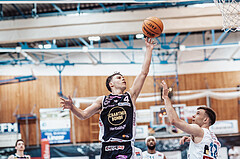 Basketball, Basketball Superliga 2023/24 , VF 4, Oberwart Gunners, Gmunden Swans, Vuk Zivanovic (4), Jonathan Knessl (12)