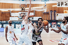Basketball, Basketball Superliga 2023/24 , VF 4, Oberwart Gunners, Gmunden Swans, Derrek Brooks (11), Edi Patekar (9), Patrick Emilien (15), Kris Monroe (13)