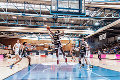 Basketball, Basketball Superliga 2023/24 , VF 4, Oberwart Gunners, Gmunden Swans, Patrick Emilien (15), Trey Moses (24), Benedikt Guettl (7)