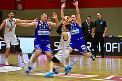 Basketball Superliga 2020/21, Grunddurchgang 13. Runde Flyers Wels vs. Oberwart, Davor Lamesic (7), Renato Poljak (16), Jan Raszdevsek (4), Sebastian Käferle (7),