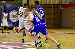 Basketball Superliga 2020/21, Grunddurchgang 13. Runde Flyers Wels vs. Oberwart, Elvir Jakupovic (21), Sebastian Käferle (7),
