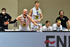 Basketball Superliga 2020/21, Grunddurchgang 13. Runde Flyers Wels vs. Oberwart, Christian Von Fintel (27), Aleksandar Andjelkovic (10), Danilo Tepic (9), Tomas Rimsa (13)