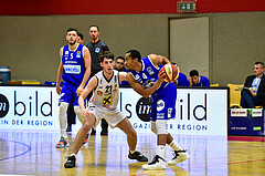Basketball Superliga 2020/21, Grunddurchgang 13. Runde Flyers Wels vs. Oberwart, Elvir Jakupovic (21), Lawrence Alexander (04),
