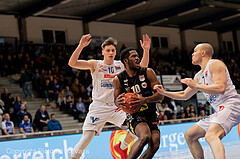 Basketball, win2day Basketball Superliga 2022/23, Grunddurchgang Runde 17, Oberwart Gunners, Flyers Wels, Brock Gardner (10), Austen Awosika (10), Sebastian K