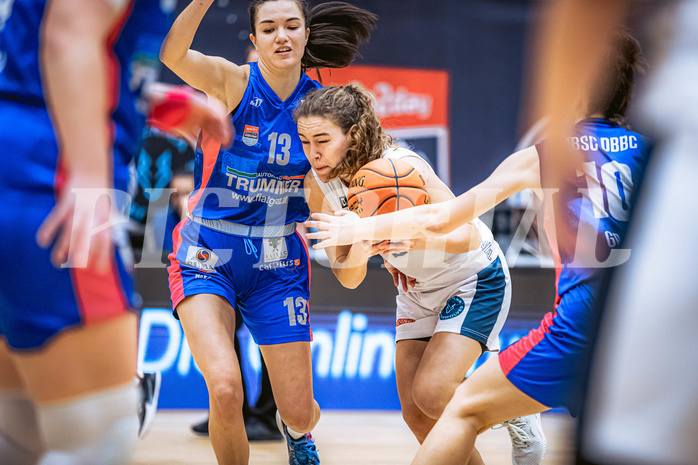 Basketball, Win2Day Basketball Damen Superliga 2022/23, Grunddurchgang 11.Runde, Vienna Timberwolves, UBSC-DBBC Graz, Eni Nizamic (13), Cristina Nino (2)