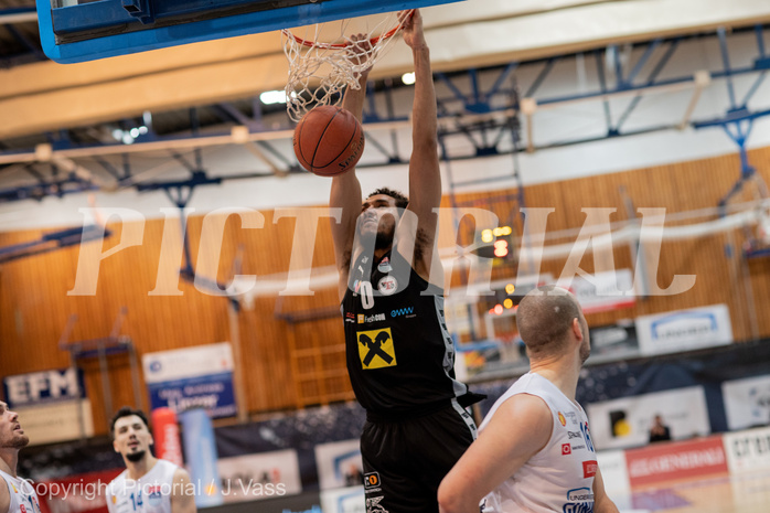 Basketball, win2day Basketball Superliga 2022/23, Grunddurchgang Runde 17, Oberwart Gunners, Flyers Wels, Chase Jeter (0)
