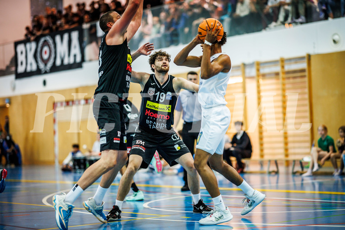 Basketball, Basketball Zweite Liga 2023/24, Grunddurchgang 4.Runde, Deutsch Wagram Alligators, Mattersburg Rocks, Corey Hallett (13), Paul Schuecker (19), Philip Konate (16)