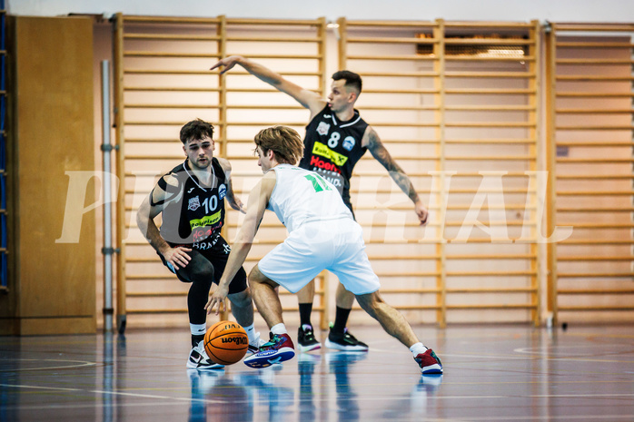 Basketball, Basketball Zweite Liga 2023/24, Grunddurchgang 4.Runde, Deutsch Wagram Alligators, Mattersburg Rocks, Julian Alper (10), Simon Marek (11), Petar Zivkovic (8)
