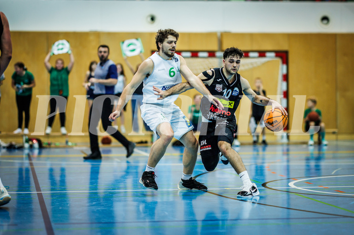 Basketball, Basketball Zweite Liga 2023/24, Grunddurchgang 4.Runde, Deutsch Wagram Alligators, Mattersburg Rocks, Ognjen Drljaca (6), Julian Alper (10)