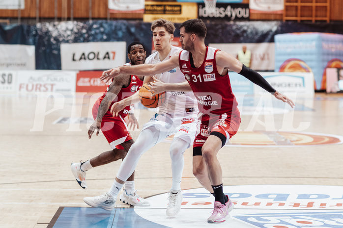 Basketball, Basketball Superliga 2023/24, Gunddurchgang 7. Runde, Oberwart Gunners, BC Vienna, Demarkus Stuckey Jr. (42), Florian Koeppel (8), Davor Konjevic (31)