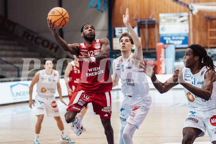 Basketball, Basketball Superliga 2023/24, Gunddurchgang 7. Runde, Oberwart Gunners, BC Vienna, Demarkus Stuckey Jr. (42), Florian Koeppel (8). James Graham (11)