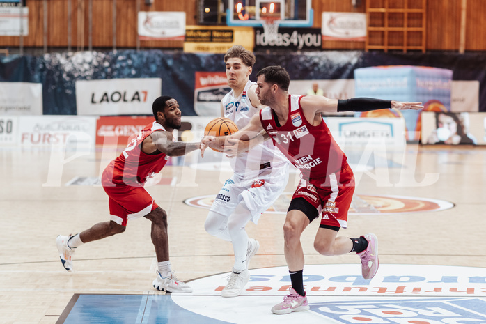 Basketball, Basketball Superliga 2023/24, Gunddurchgang 7. Runde, Oberwart Gunners, BC Vienna, Demarkus Stuckey Jr. (42), Florian Koeppel (8), Davor Konjevic (31)