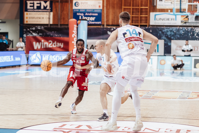 Basketball, Basketball Superliga 2023/24, Gunddurchgang 7. Runde, Oberwart Gunners, BC Vienna, Demarkus Stuckey Jr. (42), Sebastian Kaeferle (7)