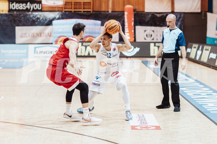Basketball, Basketball Superliga 2023/24, Gunddurchgang 7. Runde, Oberwart Gunners, BC Vienna, Bogic Vujosevic (5), Jonathan Knessl (12)