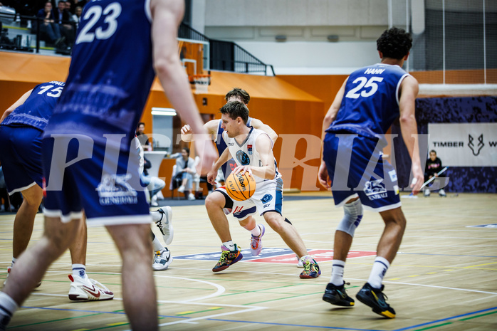 Basketball, Win2Day Superliga 2023/24, Grunddurchgang 7.Runde, Vienna Timberwolves, BBC Nord Dragonz, Jonas John (99)