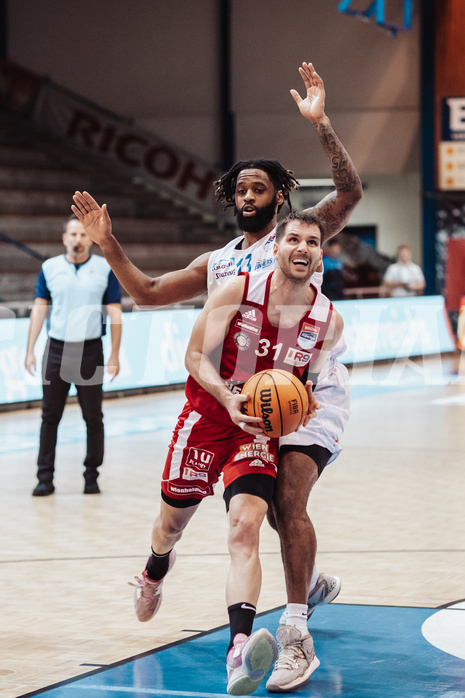 Basketball, Basketball Superliga 2023/24, Gunddurchgang 7. Runde, Oberwart Gunners, BC Vienna, Kris Monroe (13), Davor Konjevic (31)