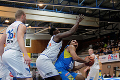 Basketball, bet-at-home Basketball Superliga 2021/22, Grunddurchgang Runde 6, Oberwart Gunners, SKN St. Pölten, Rashaan Guylain Mbemba (12)