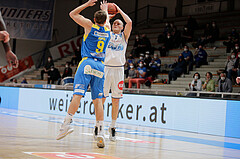Basketball, bet-at-home Basketball Superliga 2021/22, Grunddurchgang Runde 6, Oberwart Gunners, SKN St. Pölten, Sebastian Käferle (7)