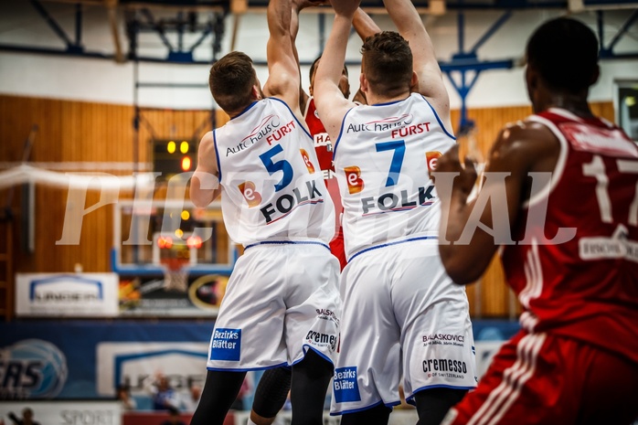 Basketball, ABL 2018/19, Playoff VF Spiel 2, Oberwart Gunners, BC Vienna, Jason Detrick (19), Andrius Mikutis (5), Dominik Simmel (7)