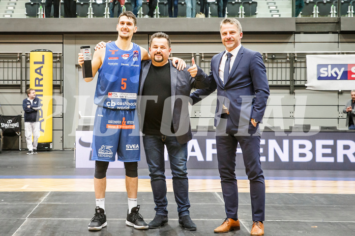 Basketball, Basketball Austria Cup 2019/20, Finale, Kapfenberg Bulls, Klosterneuburg Dukes, CUP MVP Bogic Vujosevic (5)