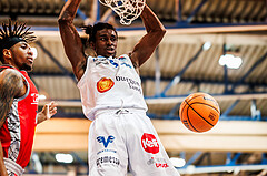 Basketball, win2day Basketball Superliga 2023/24, Grunddurchgang Runde 15, Oberwart Gunners, Traiskirchen Lions, Shaquille Rombley (5)