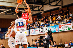 Basketball, win2day Basketball Superliga 2023/24, Grunddurchgang Runde 15, Oberwart Gunners, Traiskirchen Lions, Demarcus Demonia (4)