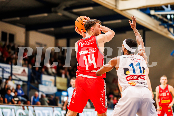 Basketball, win2day Basketball Superliga 2023/24, Grunddurchgang Runde 15, Oberwart Gunners, Traiskirchen Lions, Maximilian Schuecker (14)