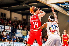 Basketball, win2day Basketball Superliga 2023/24, Grunddurchgang Runde 15, Oberwart Gunners, Traiskirchen Lions, Maximilian Schuecker (14)