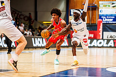 Basketball, win2day Basketball Superliga 2023/24, Grunddurchgang Runde 15, Oberwart Gunners, Traiskirchen Lions, Demarcus Demonia (4)
