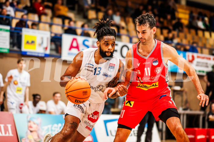 Basketball, win2day Basketball Superliga 2023/24, Grunddurchgang Runde 15, Oberwart Gunners, Traiskirchen Lions, Kris Monroe (13)