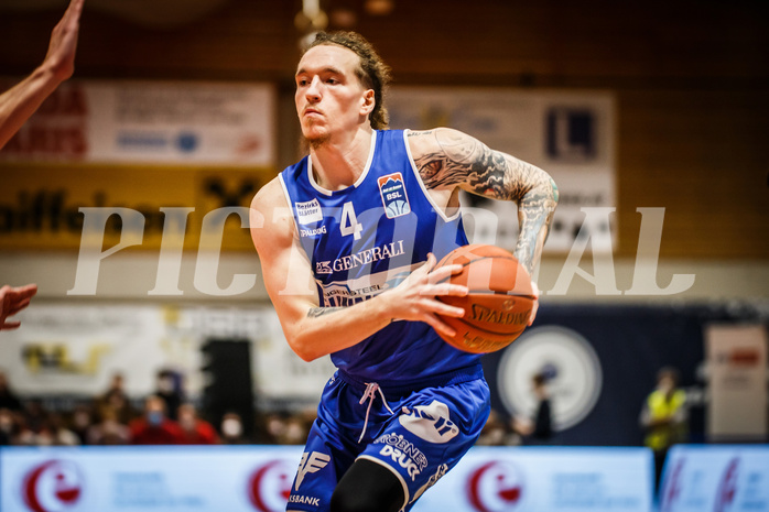 Basketball, Basketball Austria, Cup Final Four 2021/22 
Halbfinale 1, BBC Nord Dragonz, Oberwart Gunners, Travis Atson (4)
