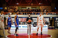 Basketball, Basketball Austria, Cup Final Four 2021/22 
Halbfinale 1, BBC Nord Dragonz, Oberwart Gunners, Ehrenaufwurf Energie Burgenland