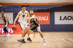 Basketball, Win2Day Superliga 2022/23, Grunddurchgang 8.Runde, Vienna Timberwolves, Gmunden Swans, Robbe Janssens (7), Lukas Schartmüller (11)