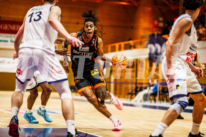 Basketball, win2day Basketball Superliga 2023/224, 5.Qualifikationsrunde, BBC Nord Dragonz, Fürstenfeld Panthers, Alonzo Campbell (9)