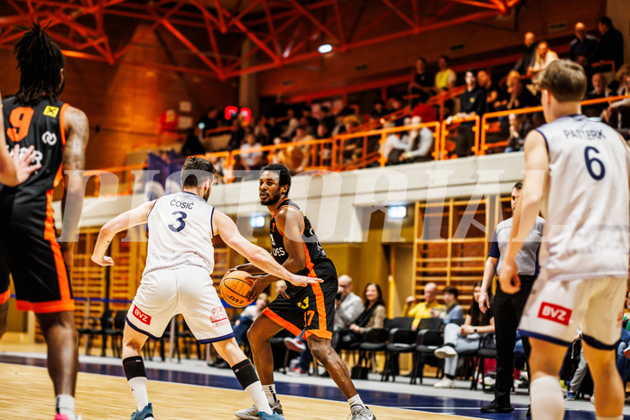 Basketball, win2day Basketball Superliga 2023/224, 5.Qualifikationsrunde, BBC Nord Dragonz, Fürstenfeld Panthers, Hegel Mitchell Augustin (17)