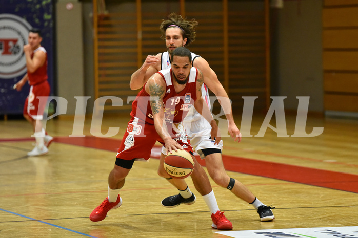 Basketball Superliga 2020/21, Grunddurchgang 8. Runde Flyers Wels vs. BC Vienna,  Jason Detrick (19),Erwin Zulic (11),


