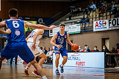 Basketball, bet-at-home Basketball Superliga 2021/22, Grunddurchgang Runde 14, Oberwart Gunners, Vienna D.C. Timberwolves, Jakob Lohr (12)