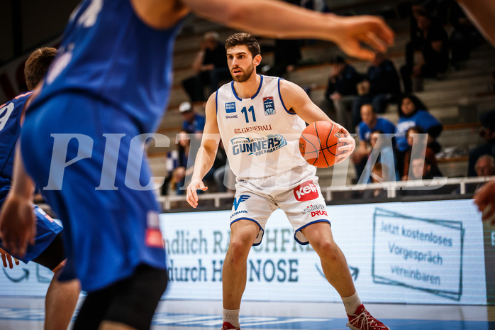 Basketball, bet-at-home Basketball Superliga 2021/22, Grunddurchgang Runde 14, Oberwart Gunners, Vienna D.C. Timberwolves, Ioannis Chatzinikolas (11)