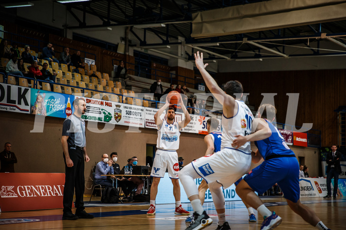 Basketball, bet-at-home Basketball Superliga 2021/22, Grunddurchgang Runde 14, Oberwart Gunners, Vienna D.C. Timberwolves, Ioannis Chatzinikolas (11)