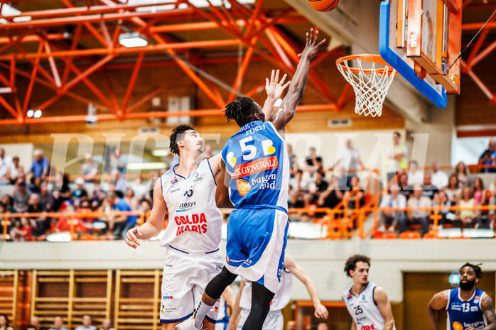 Basketball, win2day Basketball Superliga 2023/224, 09. Qualifikationsrunde, BBC Nord Dragonz, Oberwart Gunners, Shaquille Rombley (5)
