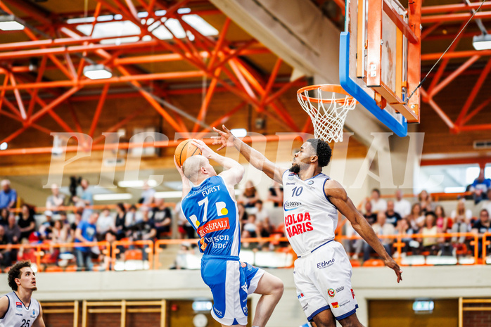 Basketball, win2day Basketball Superliga 2023/224, 09. Qualifikationsrunde, BBC Nord Dragonz, Oberwart Gunners, Sebastian Käferle (7)