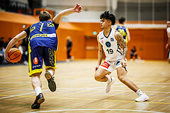 Basketball, Basketball Zweite Liga 2024/25, Grunddurchgang 17.Runde, Vienna Timberwolves, Future Team Steiermark, Alan Derado (7), Dean-Leon Cantor (19)
