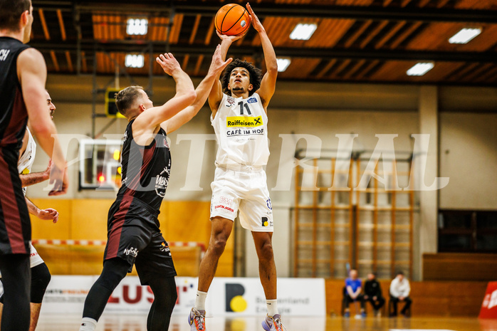 Basketball, Basketball Zweite Liga 2024/25, Grunddurchgang 17.Runde, Mattersburg Rocks, Mistelbach Mustangs, Yann Grandperret (11)